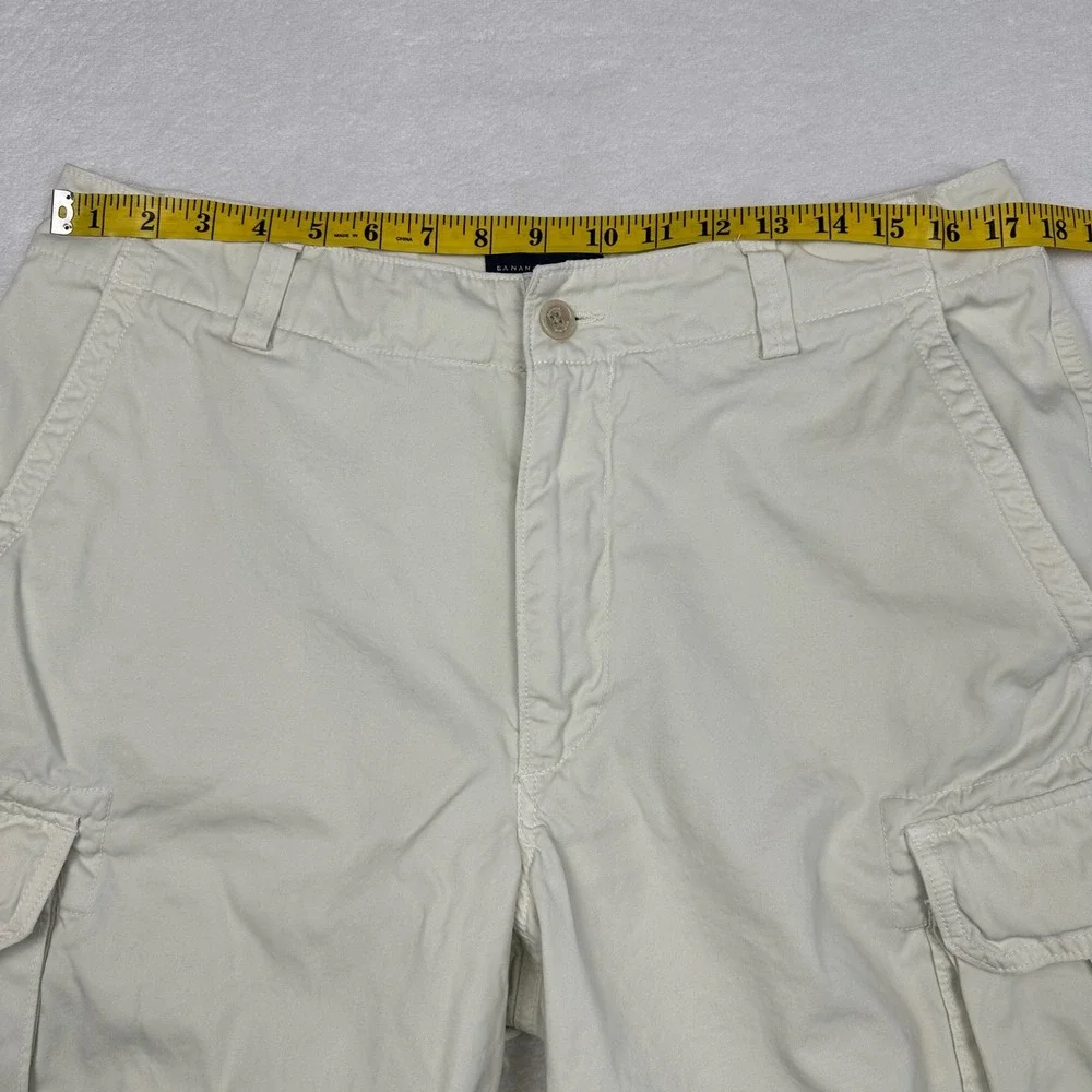 Banana Republic‎ Mens 34 Cream Off-White Cotton Utility Cargo Shorts 6-Pocket